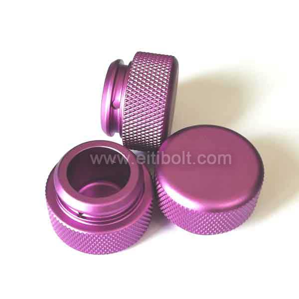 Bouton en aluminium moleté anodisé violet